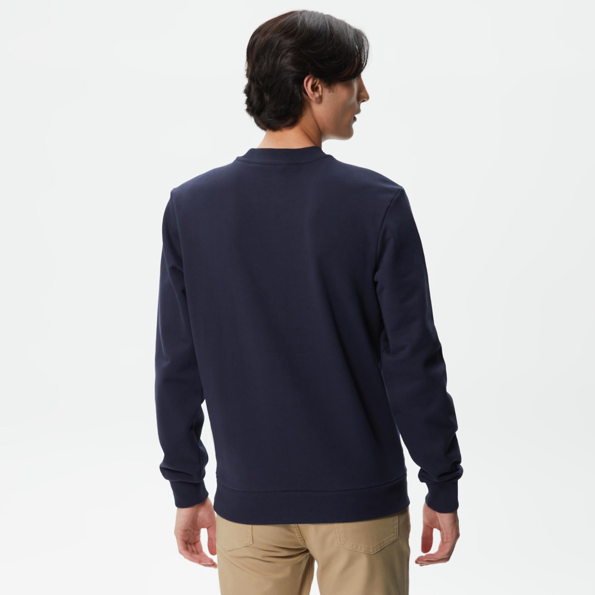 Erkek Regular Fit Bisiklet Yaka Baskılı Lacivert Sweatshirt