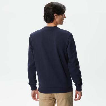  Erkek Regular Fit Bisiklet Yaka Baskılı Lacivert Sweatshirt