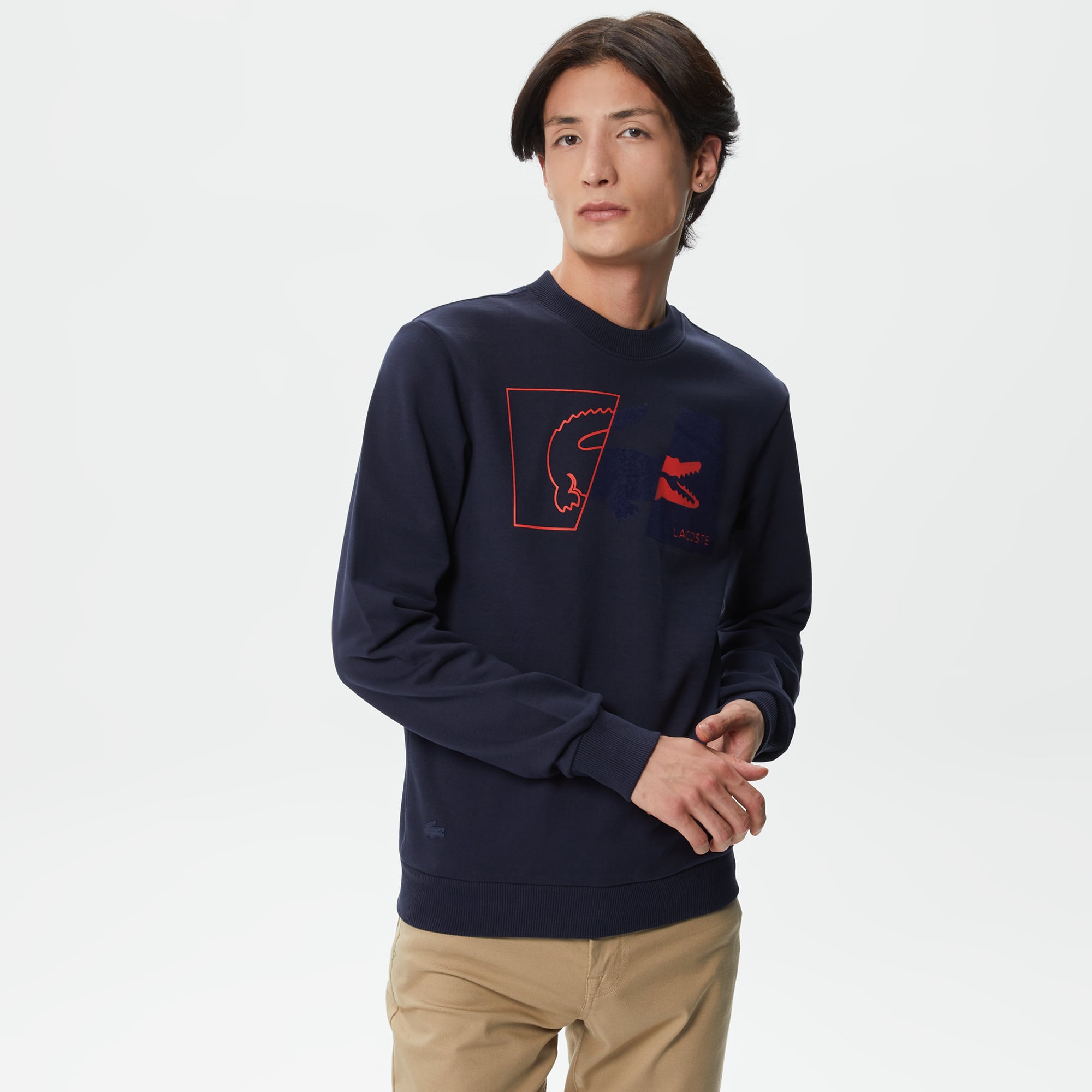  Erkek Regular Fit Bisiklet Yaka Baskılı Lacivert Sweatshirt