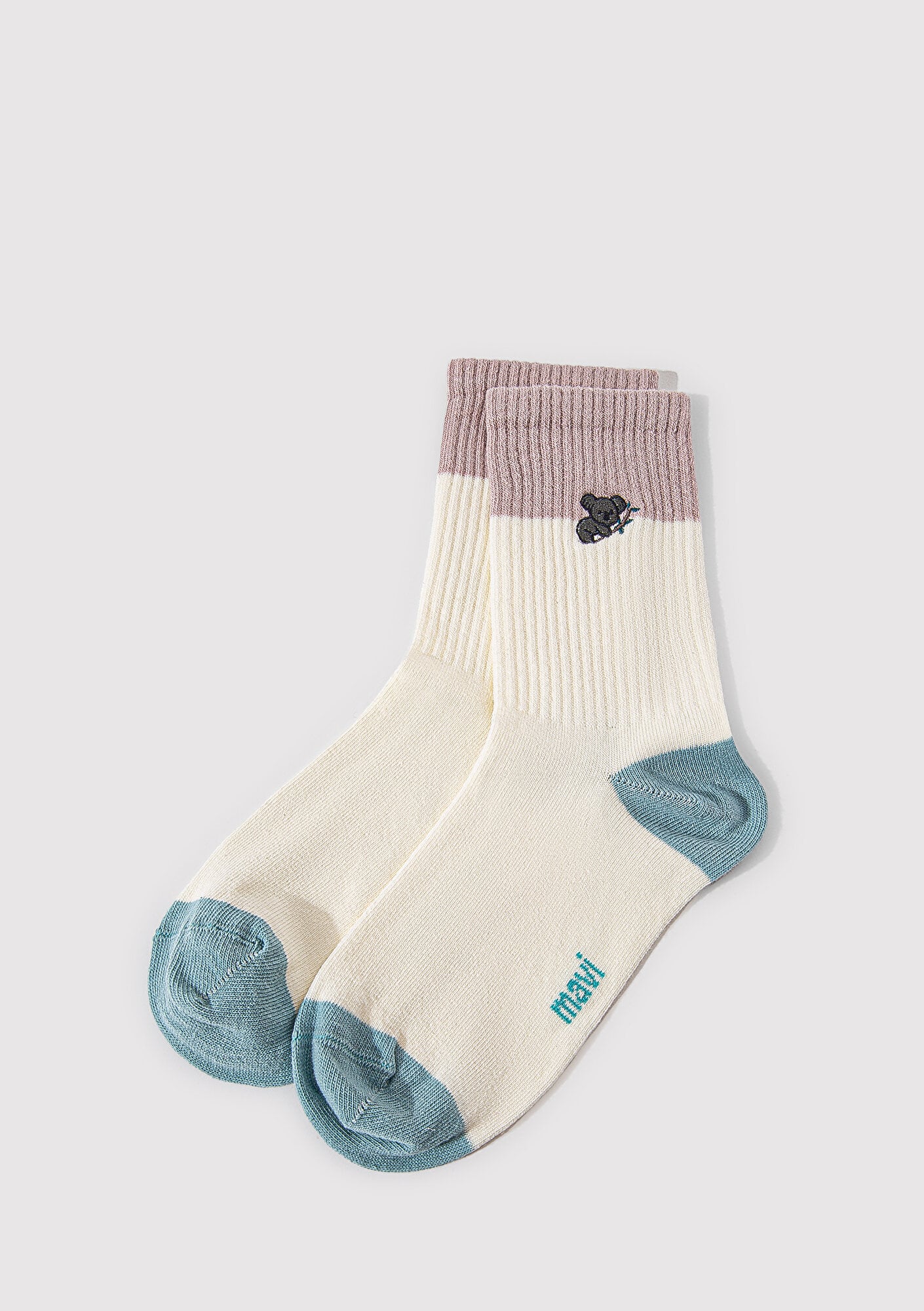  Mavi Koala Detaylı Ekru Soket Çorap 1912831-81964