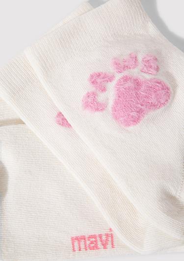  Mavi Paws Baskılı Beyaz Soket Çorap 1912727-620