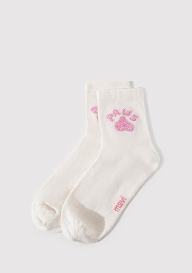  Mavi Paws Baskılı Beyaz Soket Çorap 1912727-620
