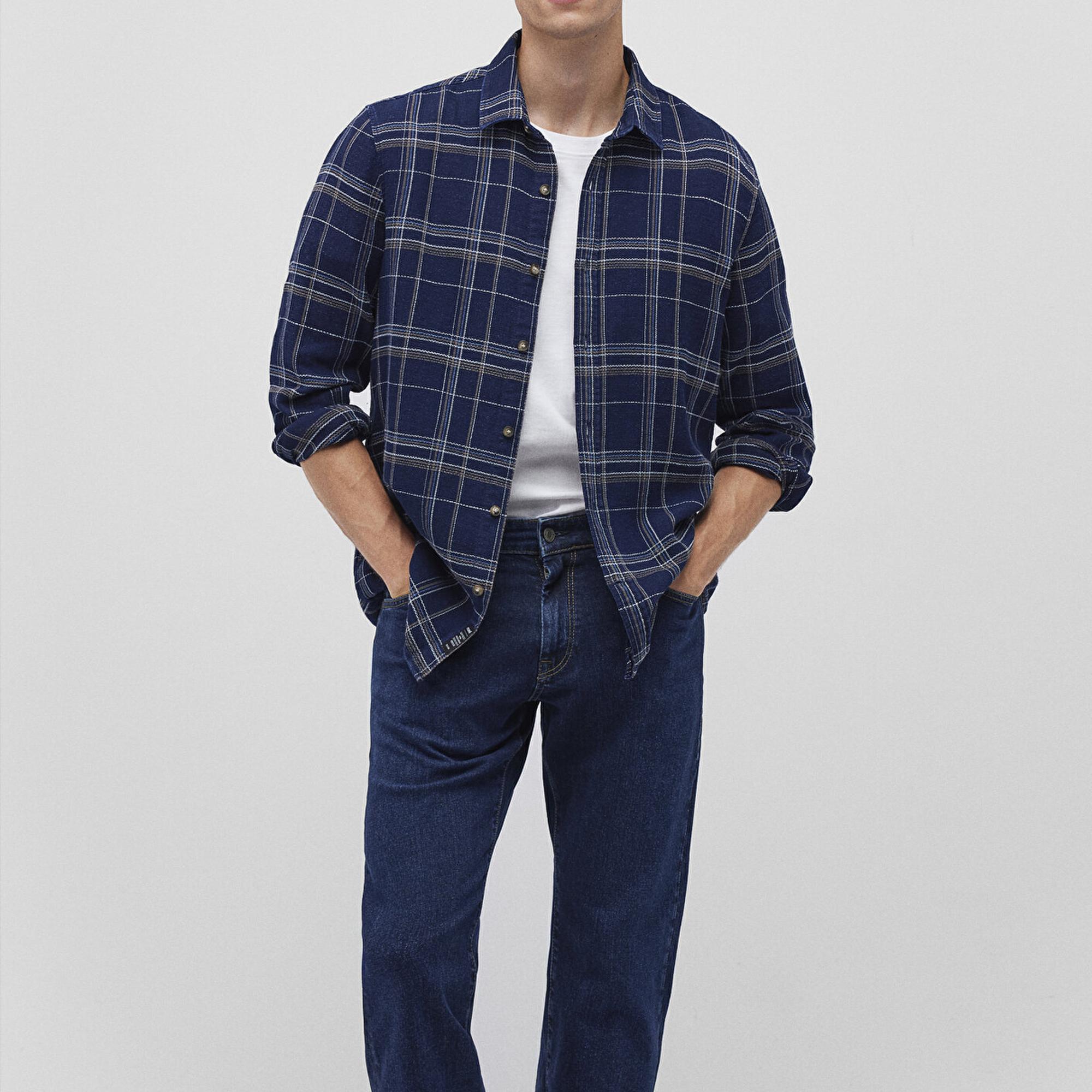 Mavi Kareli Lacivert Gömlek Slim Fit / Dar Kesim 0211269-88669