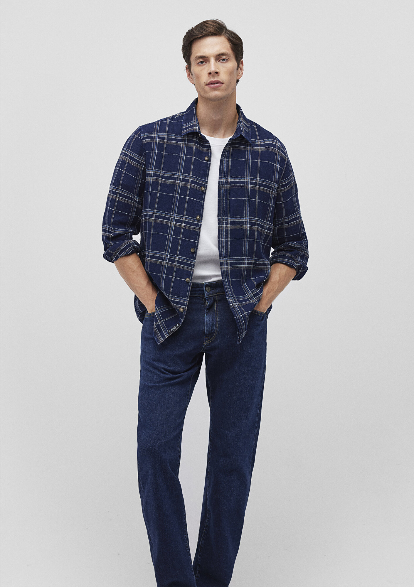  Mavi Kareli Lacivert Gömlek Slim Fit / Dar Kesim 0211269-88669