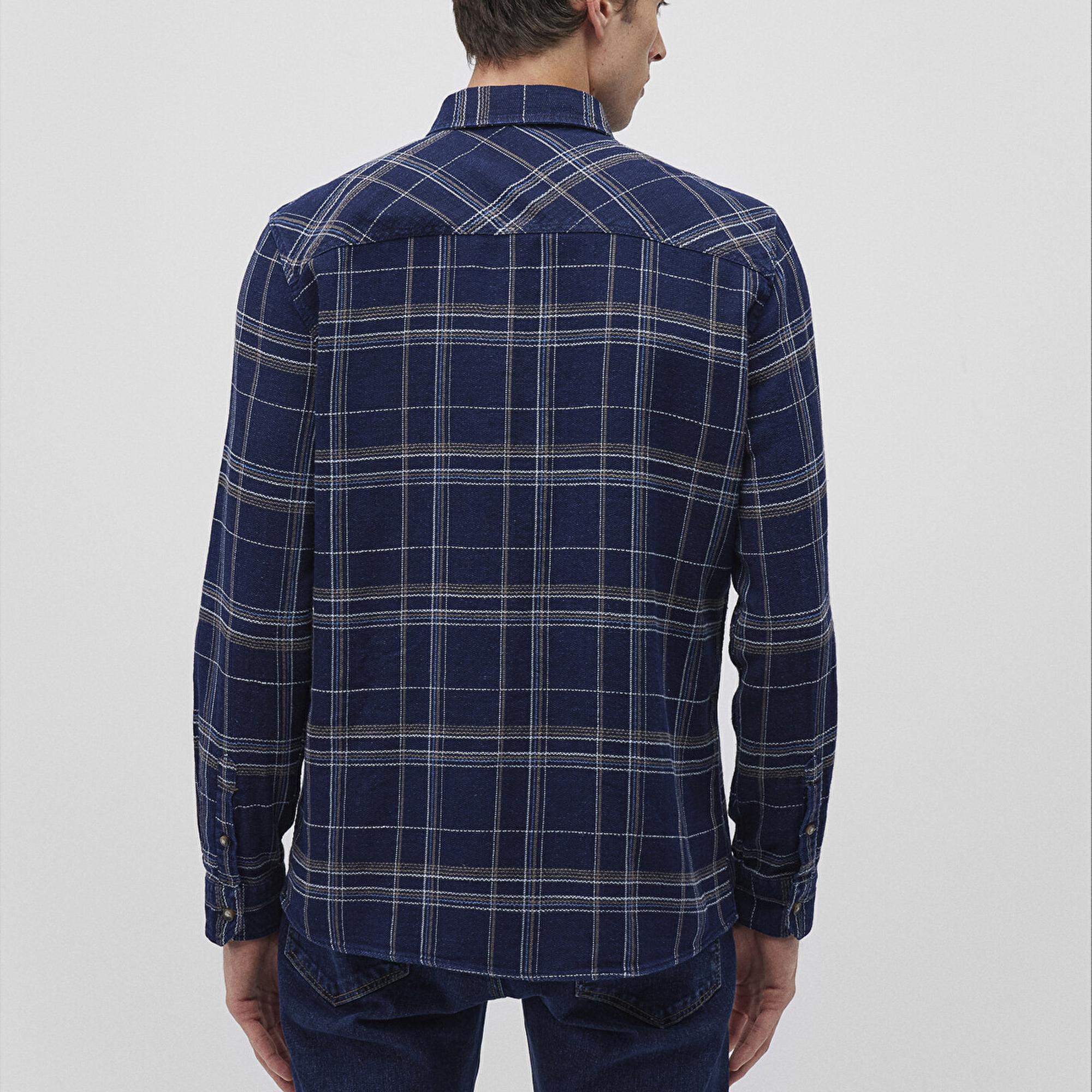 Mavi Kareli Lacivert Gömlek Slim Fit / Dar Kesim 0211269-88669