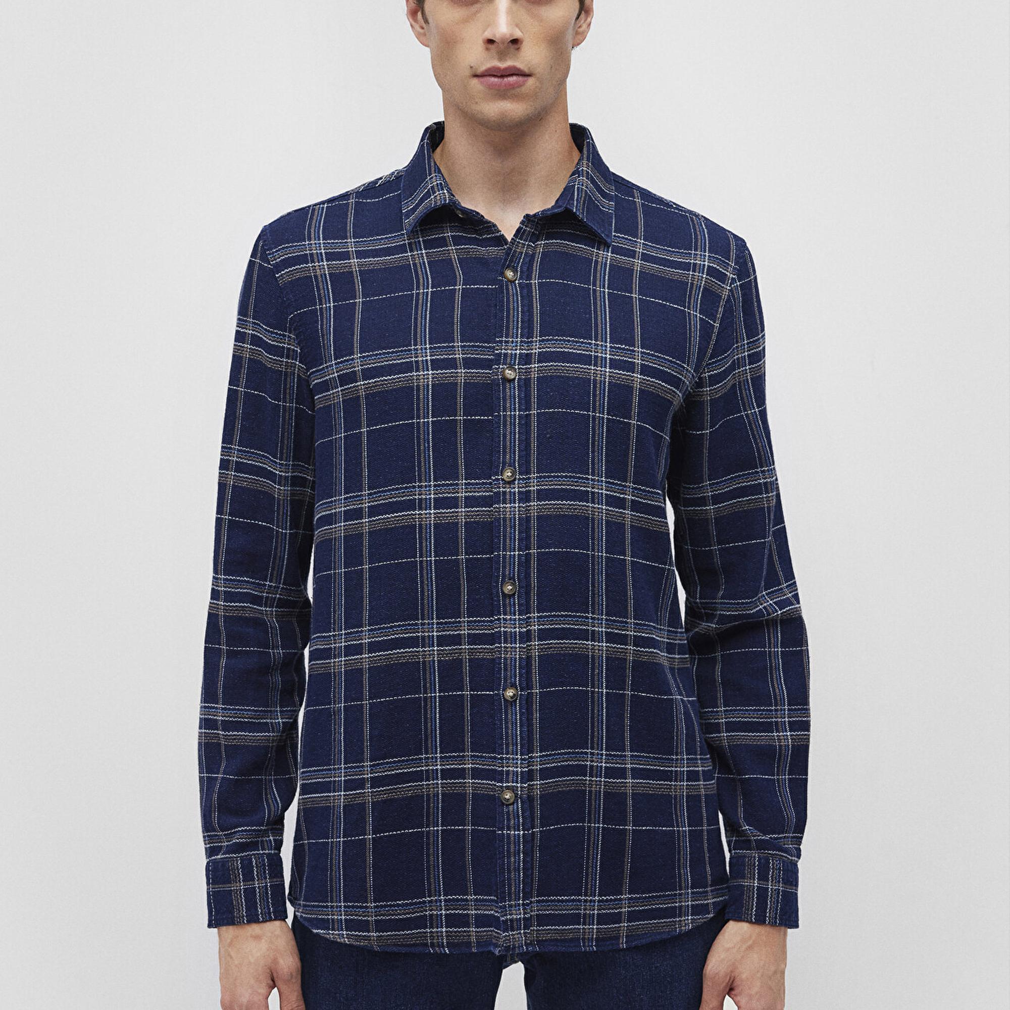 Mavi Kareli Lacivert Gömlek Slim Fit / Dar Kesim 0211269-88669