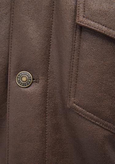  Mavi Suni Kürk Detaylı Kahverengi Suni Deri Ceket Regular Fit / Normal Kesim 0110460-71603