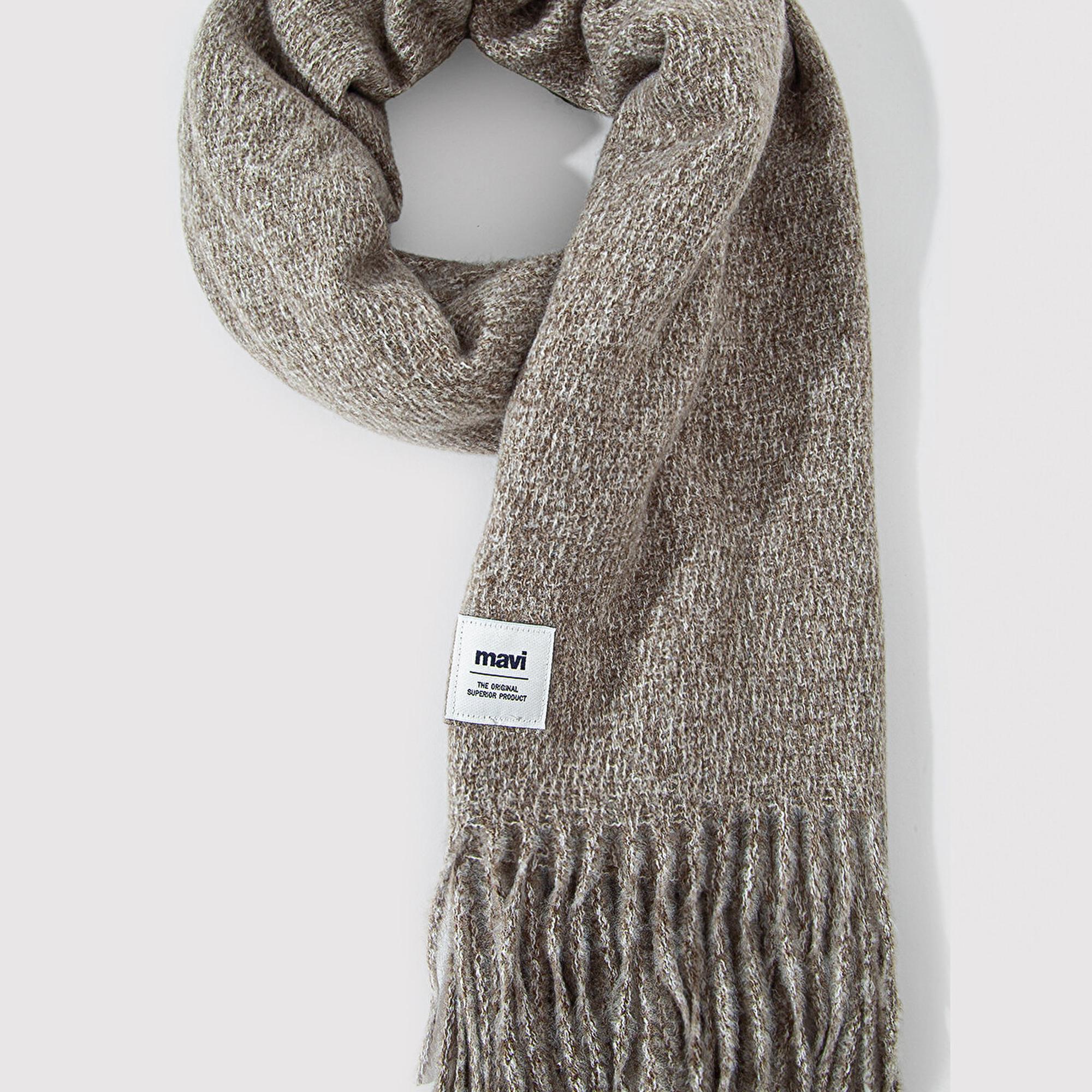 Mavi Püsküllü Haki Atkı 198940-71769