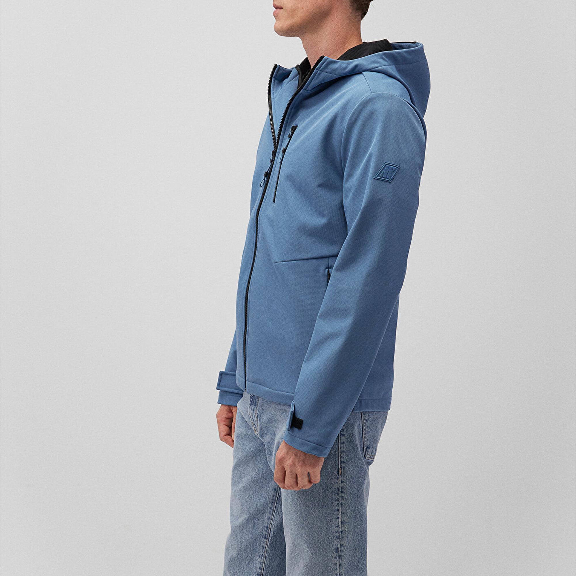 Mavi Kapüşonlu Mavi Ceket Slim Fit / Dar Kesim 0110351-70744