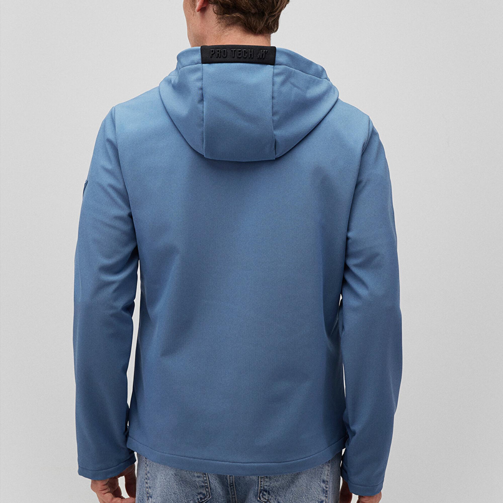 Mavi Kapüşonlu Mavi Ceket Slim Fit / Dar Kesim 0110351-70744