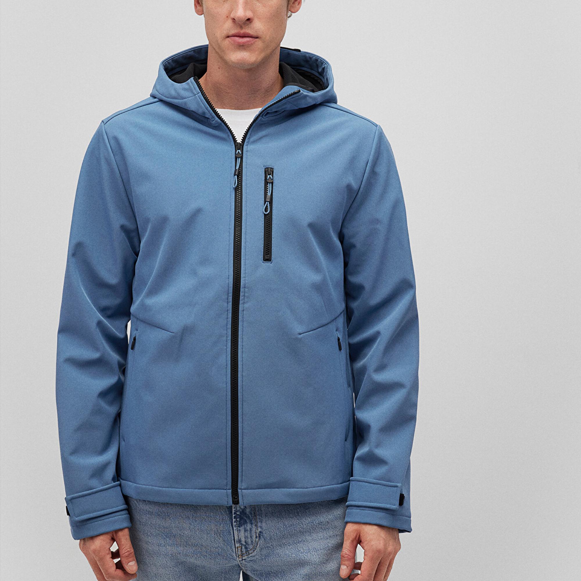 Mavi Kapüşonlu Mavi Ceket Slim Fit / Dar Kesim 0110351-70744