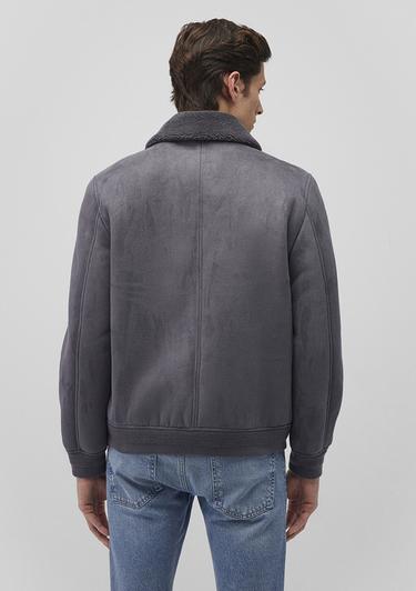  Mavi Suni Kürk Detaylı Gri Suni Süet Ceket Regular Fit / Normal Kesim 0110450-80776