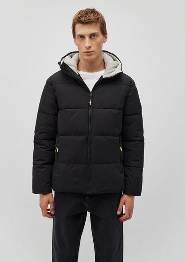  Mavi Kapüşonlu Siyah Şişme Mont 0110211-900