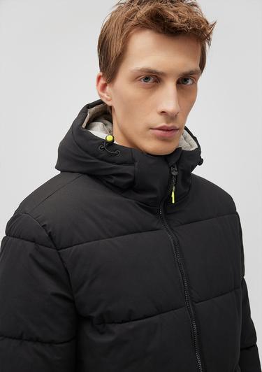  Mavi Kapüşonlu Siyah Şişme Mont 0110211-900