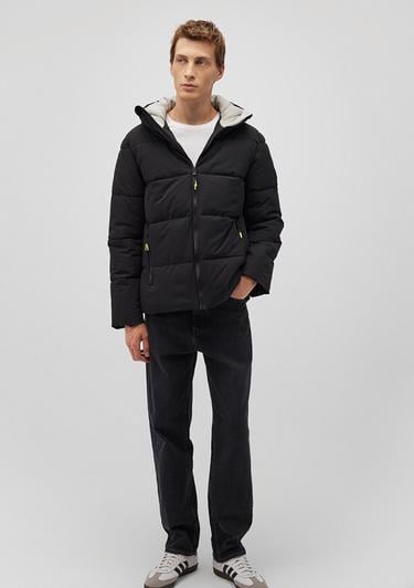  Mavi Kapüşonlu Siyah Şişme Mont 0110211-900