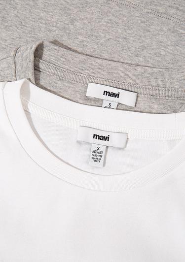  Mavi 2li Uzun Kollu Crop Basic Tişört Crop / Kısa Kesim 1613021-88467