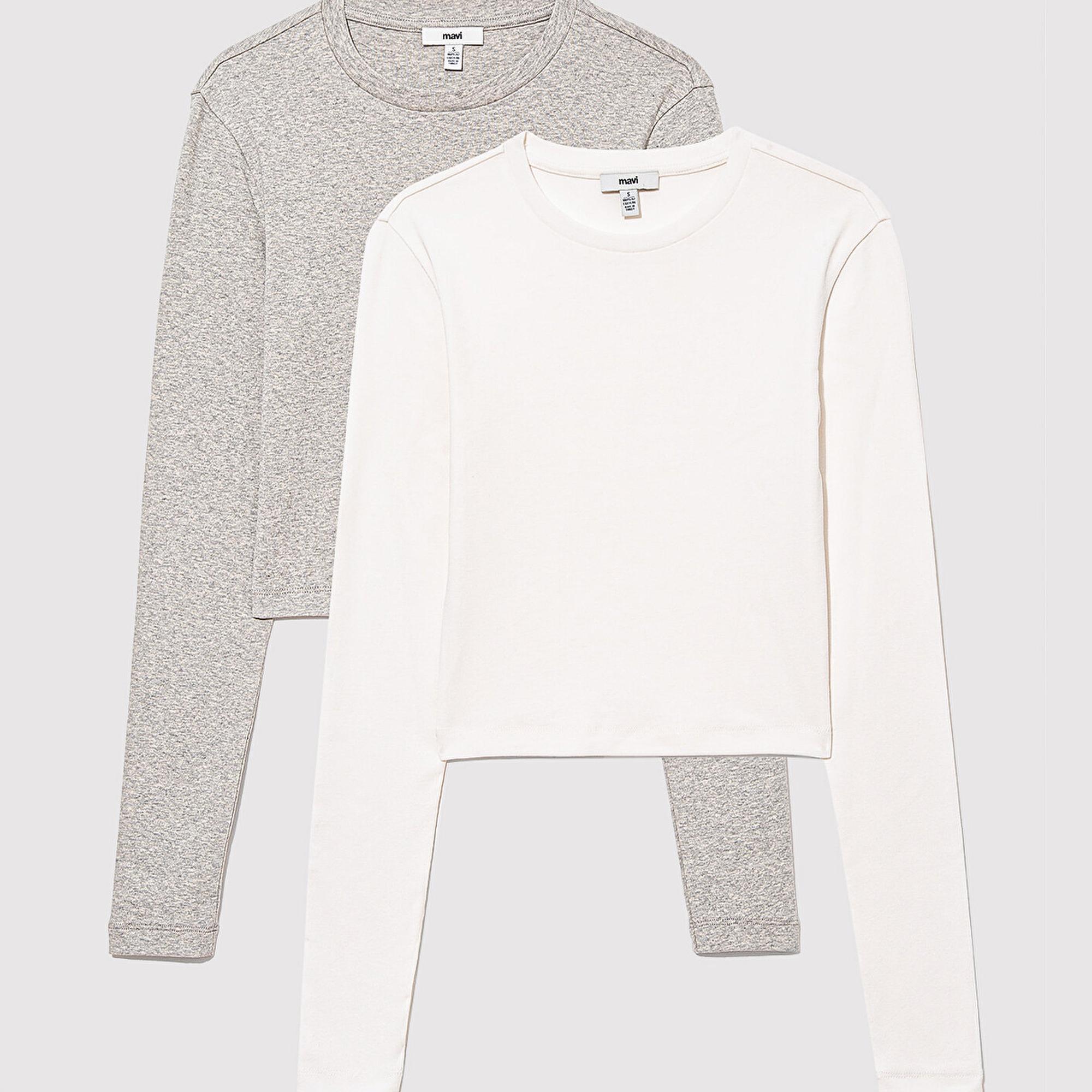 Mavi 2li Uzun Kollu Crop Basic Tişört Crop / Kısa Kesim 1613021-88467