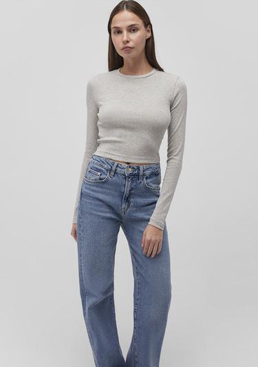  Mavi 2li Uzun Kollu Crop Basic Tişört Crop / Kısa Kesim 1613021-88467