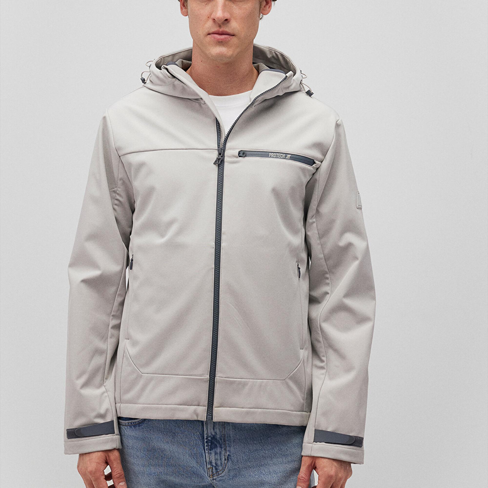 Mavi Kapüşonlu Gri Ceket Regular Fit / Normal Kesim 0110357-70074