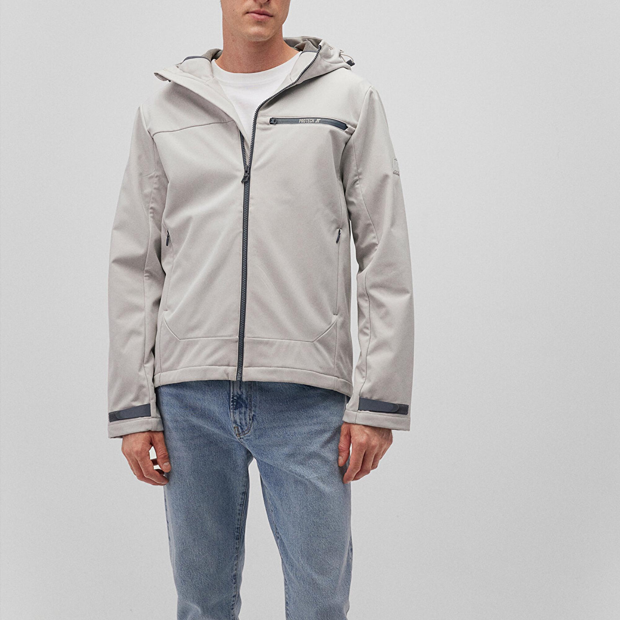 Mavi Kapüşonlu Gri Ceket Regular Fit / Normal Kesim 0110357-70074