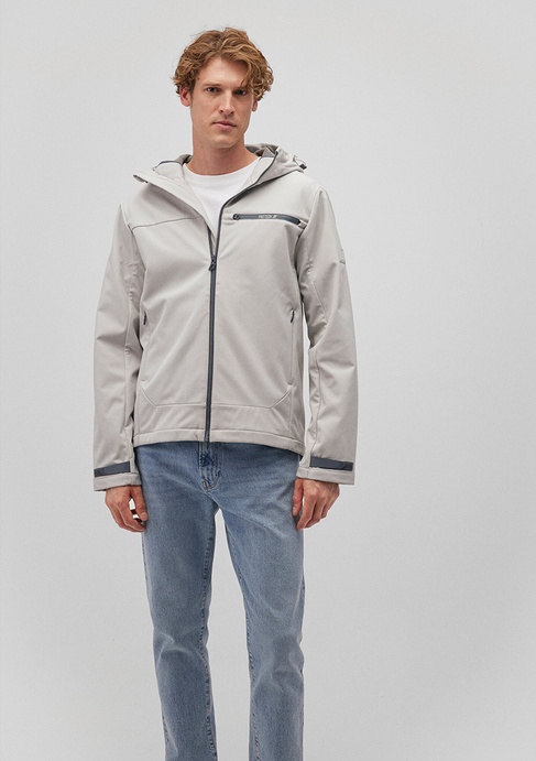  Mavi Kapüşonlu Gri Ceket Regular Fit / Normal Kesim 0110357-70074