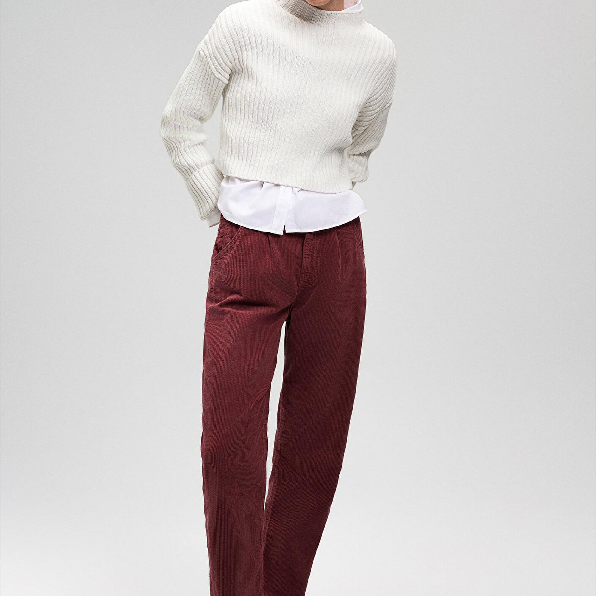 Mavi Laura Bordo Kadife Pantolon 101153-85728