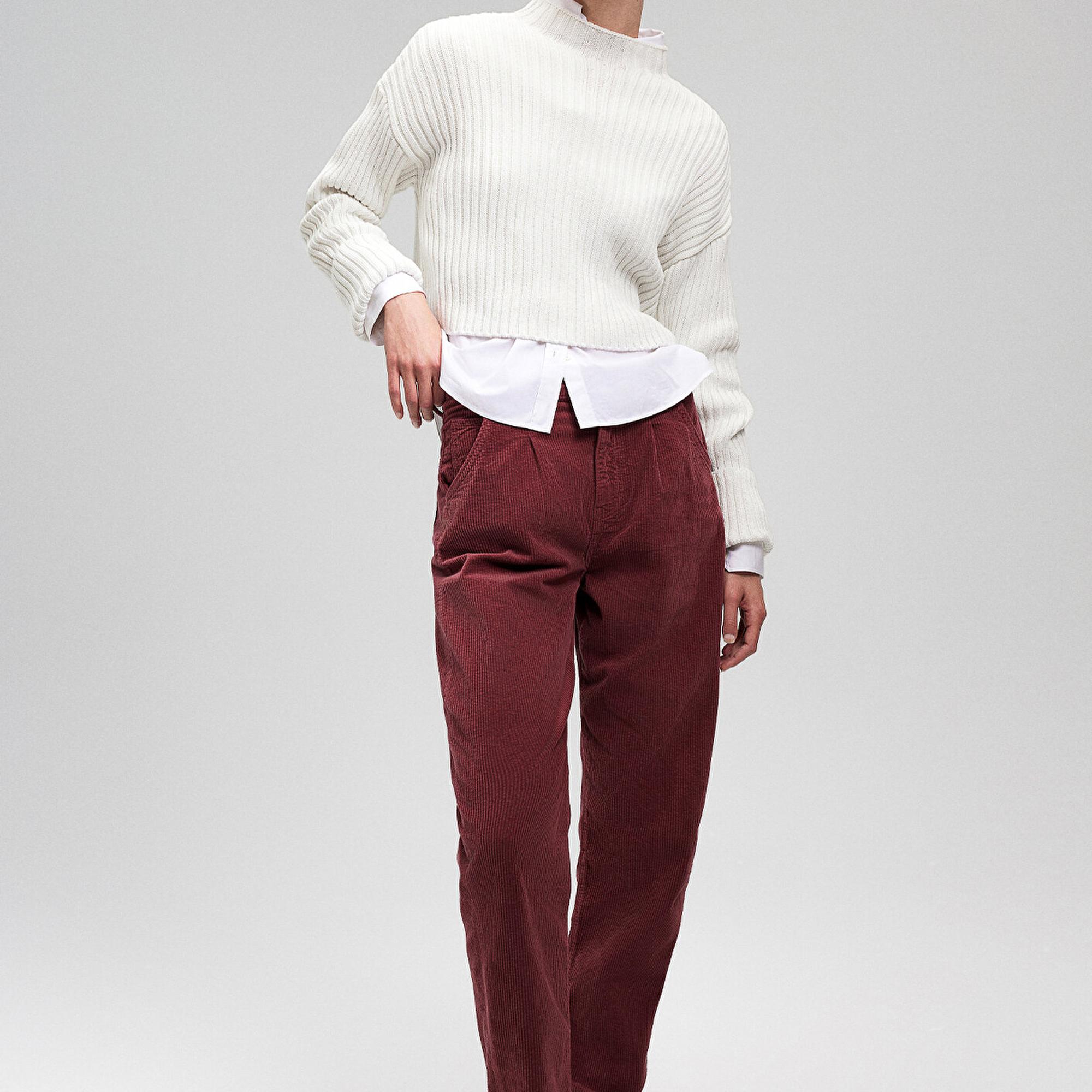 Mavi Laura Bordo Kadife Pantolon 101153-85728