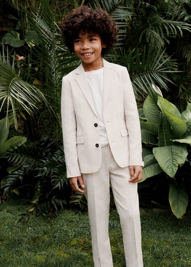  Mango Çocuk Keten Pantolon Takım Kum Beji