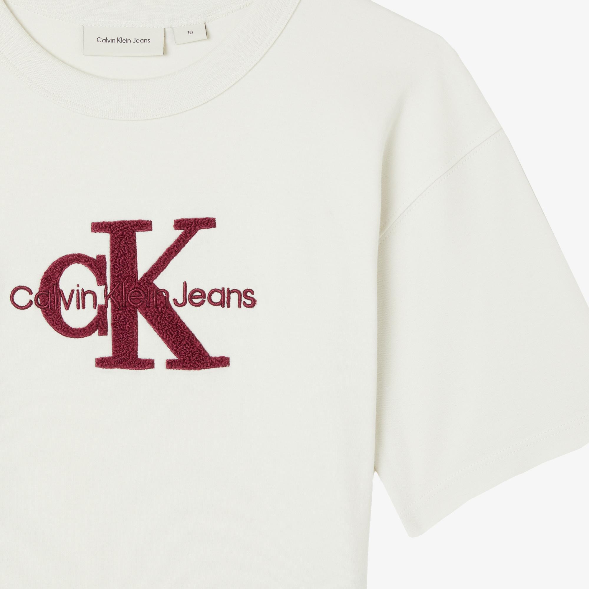 Calvin Klein Jeans Teddy Monologo Çocuk Beyaz T-Shirt