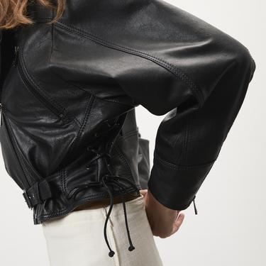  Allayna Siyah Kadın Deri Biker Ceket