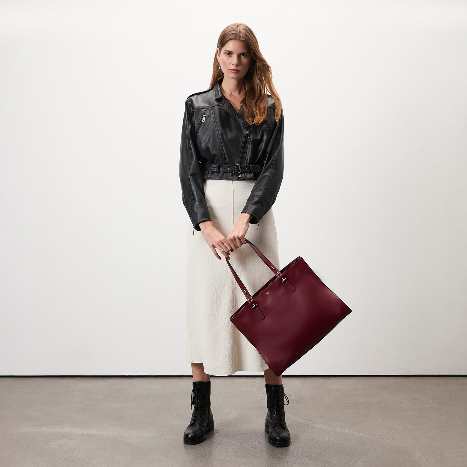  Allayna Siyah Kadın Deri Biker Ceket