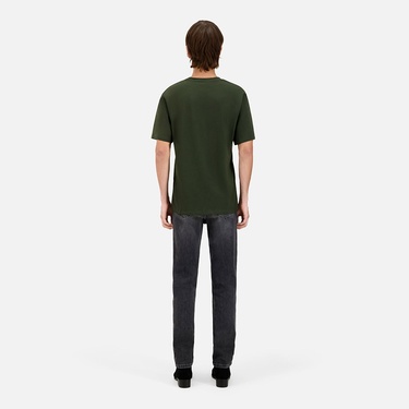  ERKEK BASKILI BİSİKLET YAKA YEŞİL T-SHIRT