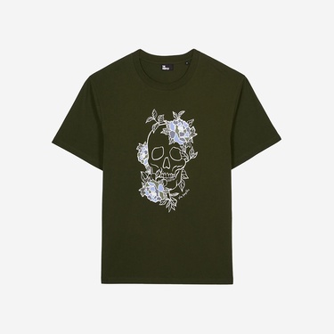  ERKEK BASKILI BİSİKLET YAKA YEŞİL T-SHIRT