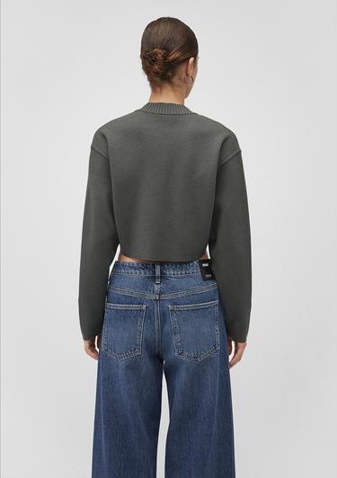  Mavi V Yaka Yeşil Kazak Crop / Kısa Kesim 1710512-87704