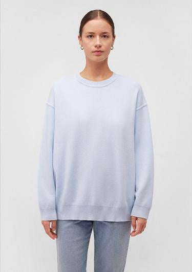  Mavi Bisiklet Yaka Mavi Kazak Oversize / Geniş Kesim 1710499-70717