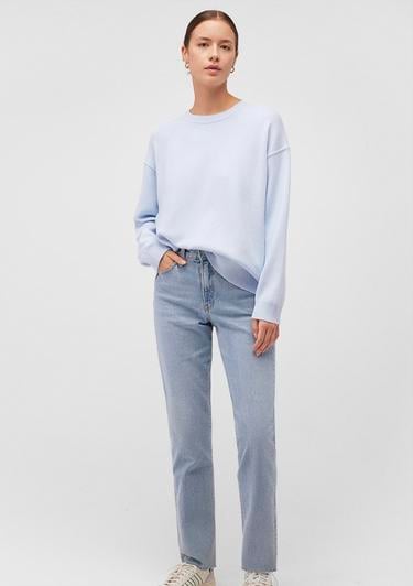  Mavi Bisiklet Yaka Mavi Kazak Oversize / Geniş Kesim 1710499-70717