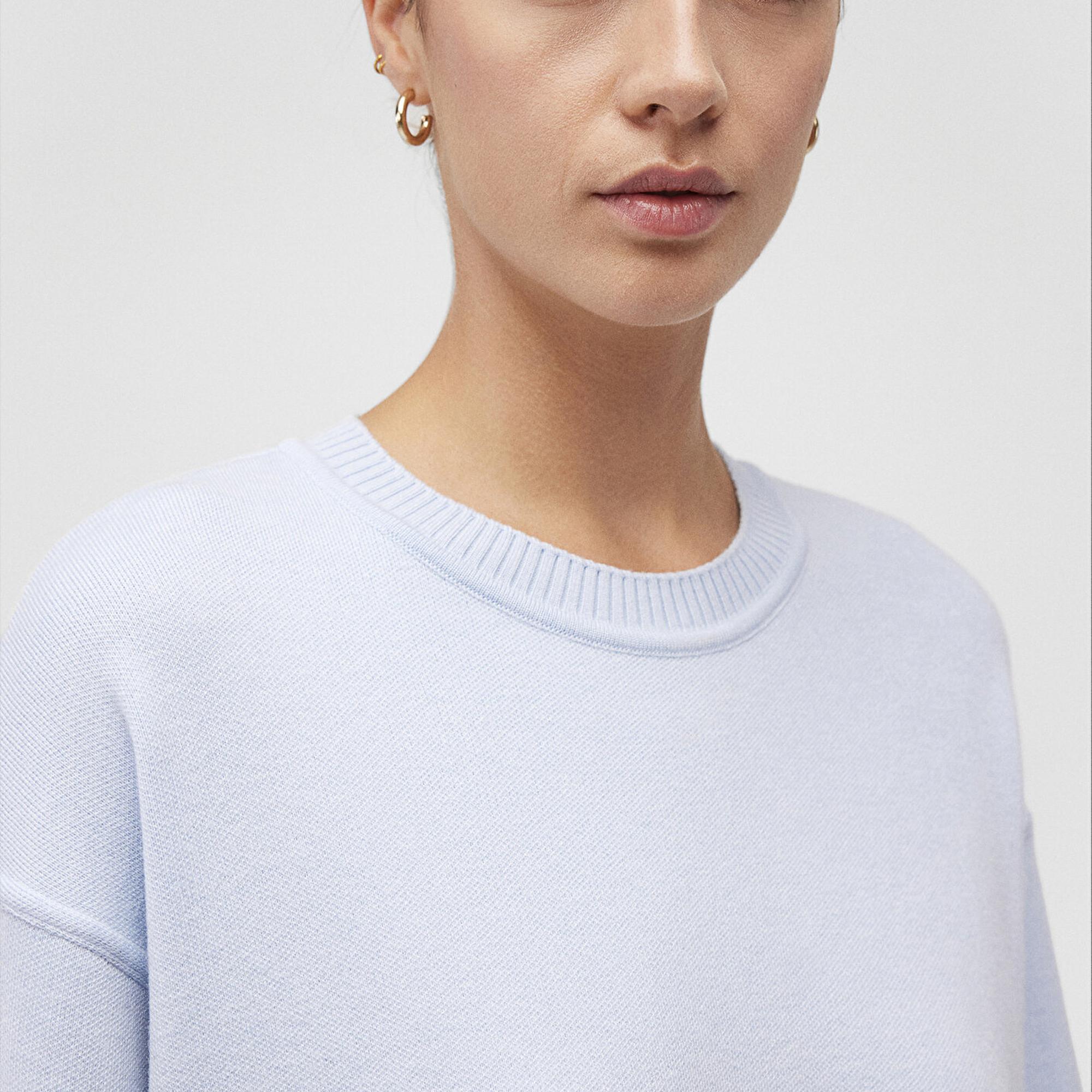 Mavi Bisiklet Yaka Mavi Kazak Oversize / Geniş Kesim 1710499-70717