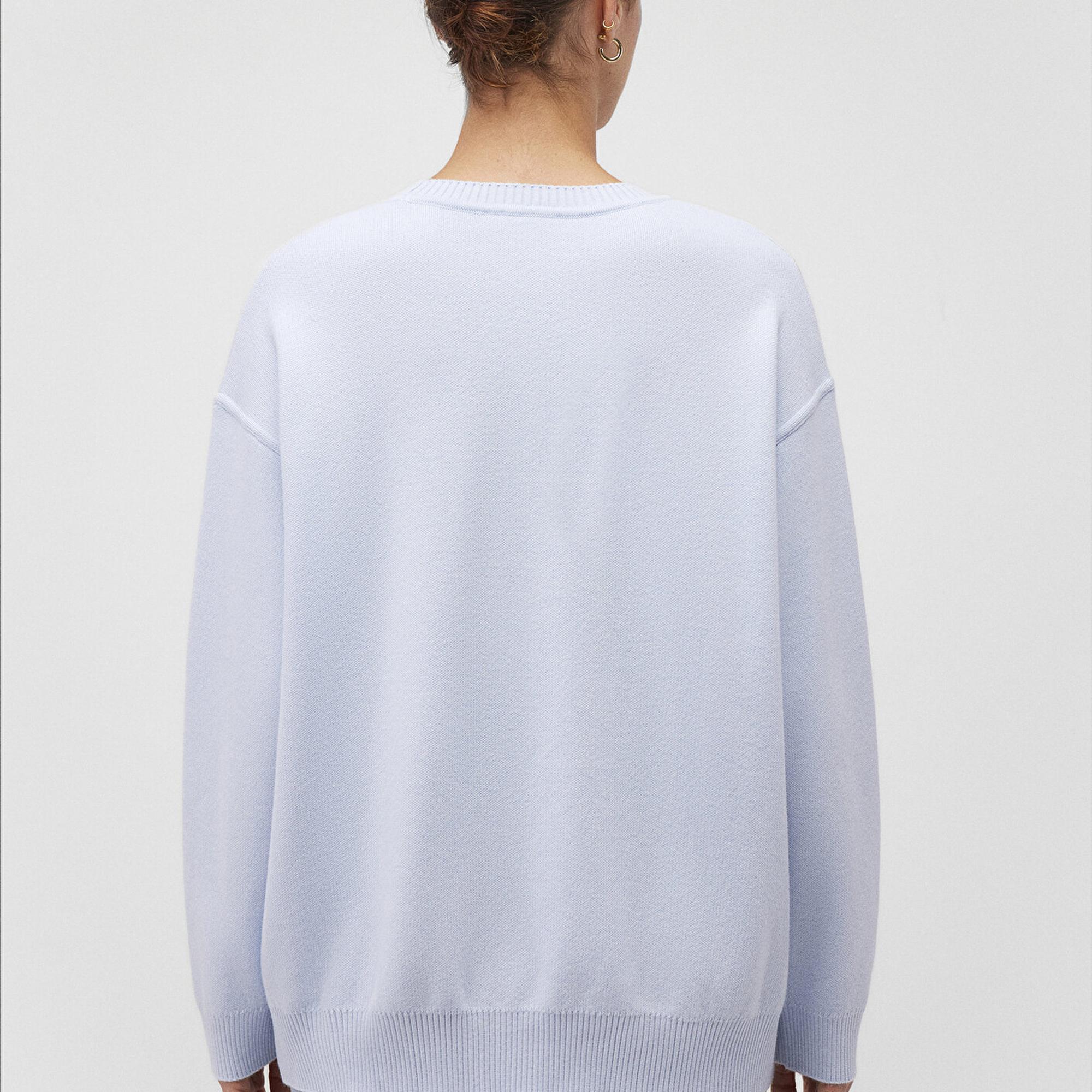 Mavi Bisiklet Yaka Mavi Kazak Oversize / Geniş Kesim 1710499-70717