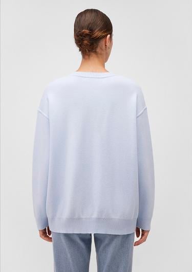  Mavi Bisiklet Yaka Mavi Kazak Oversize / Geniş Kesim 1710499-70717