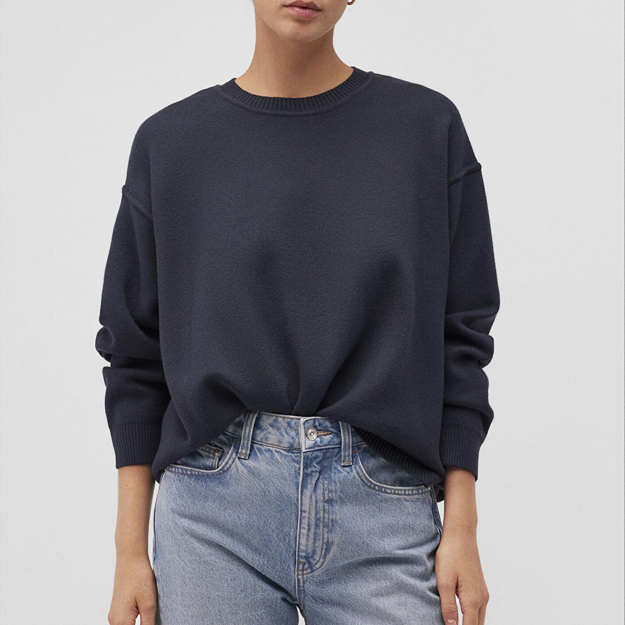 Mavi Bisiklet Yaka Lacivert Kazak Oversize / Geniş Kesim 1710499-83699