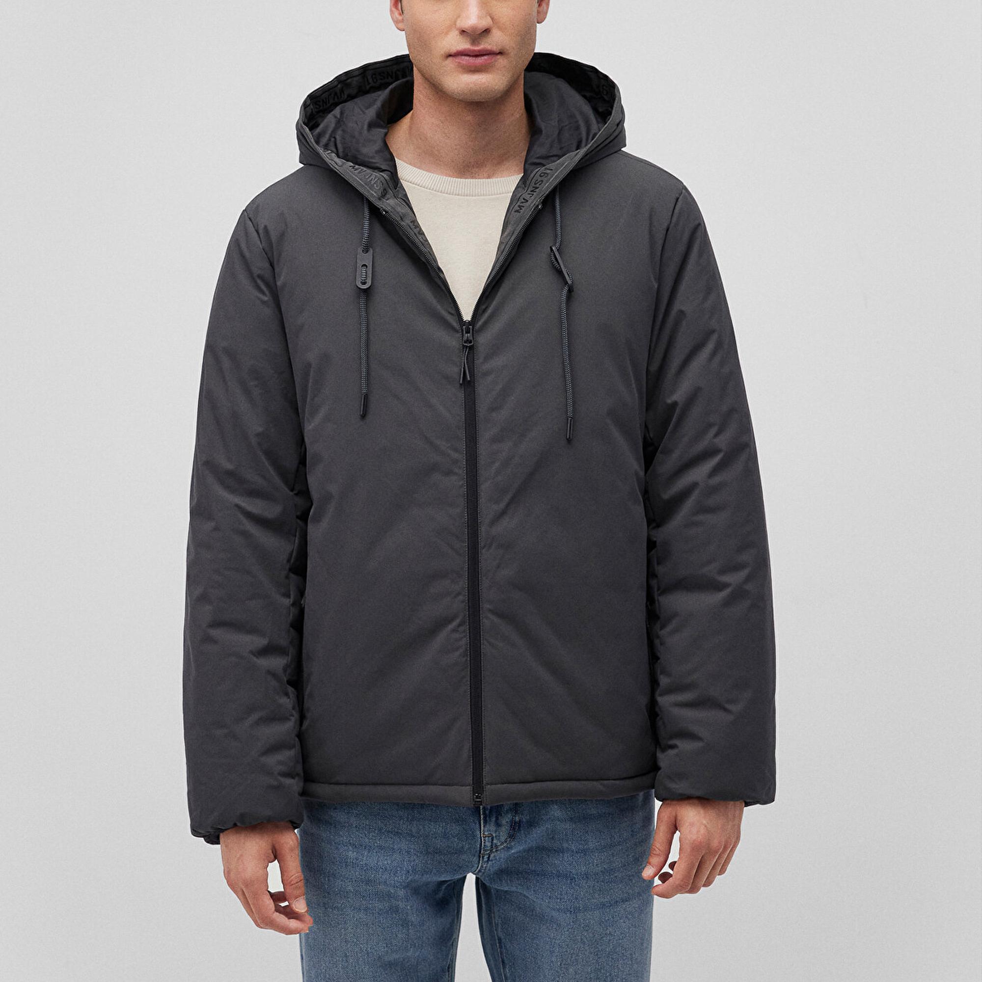 Mavi Kapüşonlu Antrasit Şişme Mont 0110352-86803