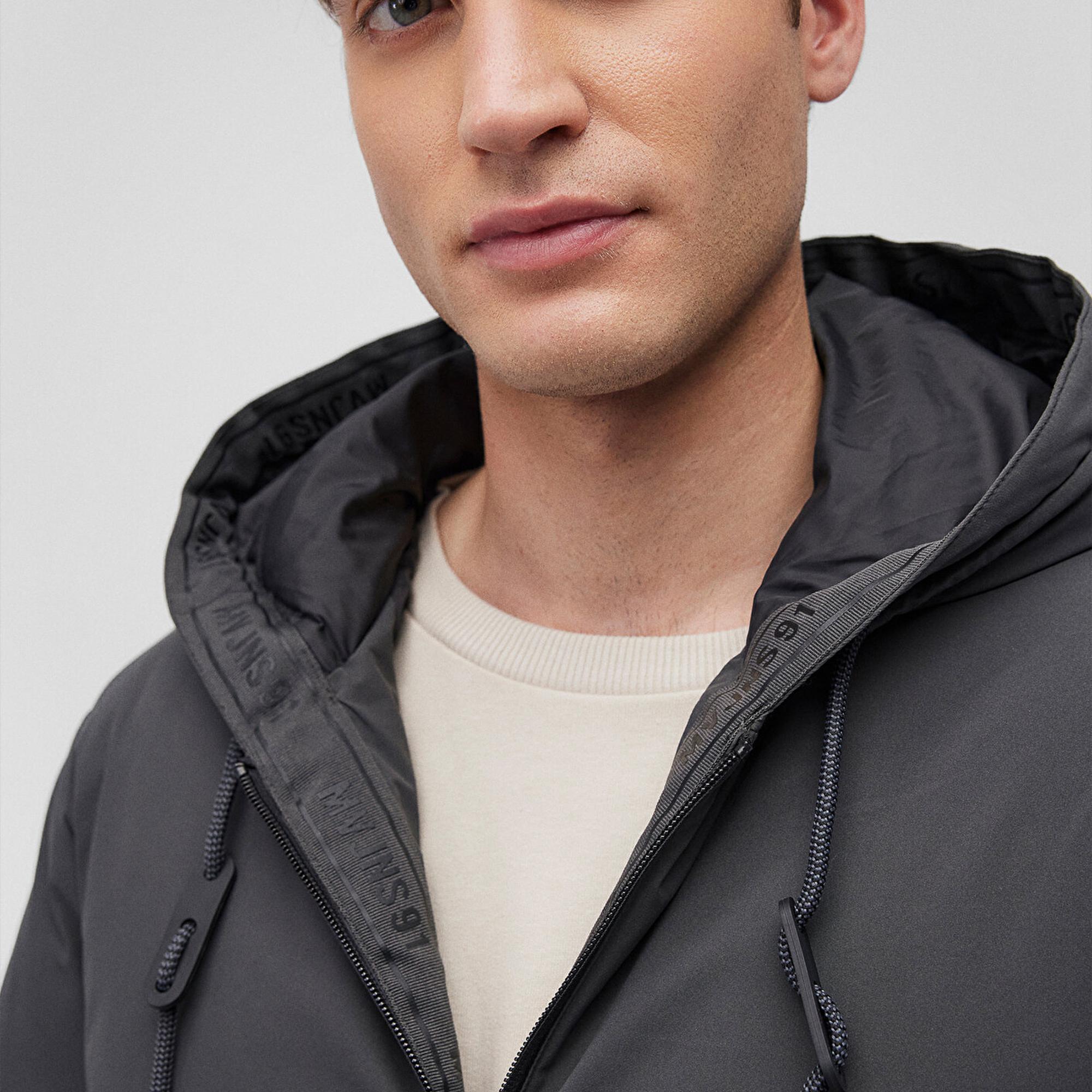 Mavi Kapüşonlu Antrasit Şişme Mont 0110352-86803