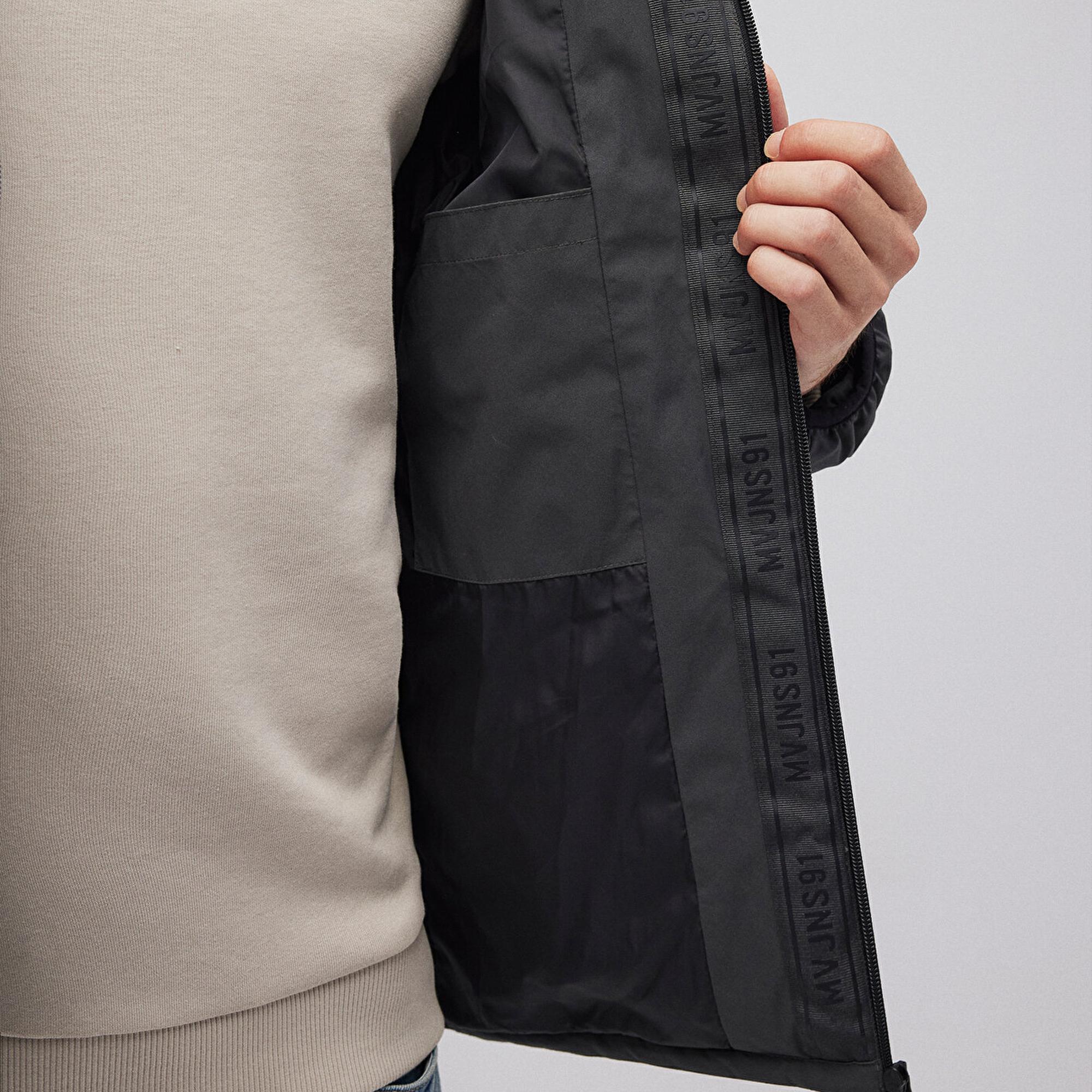 Mavi Kapüşonlu Antrasit Şişme Mont 0110352-86803