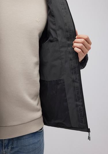  Mavi Kapüşonlu Antrasit Şişme Mont 0110352-86803