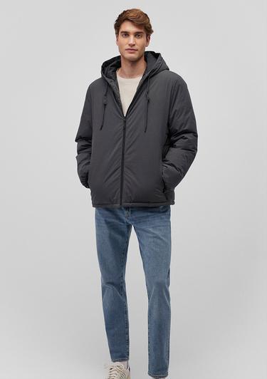  Mavi Kapüşonlu Antrasit Şişme Mont 0110352-86803