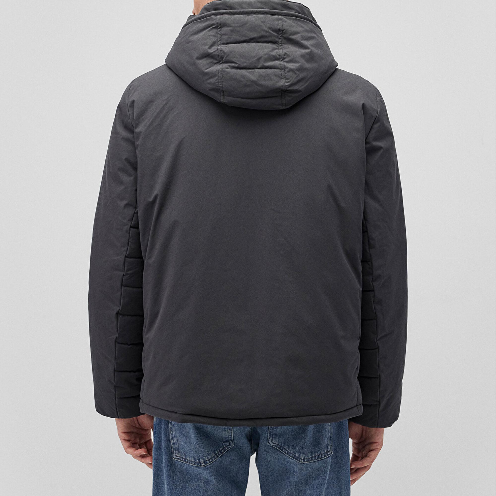 Mavi Kapüşonlu Antrasit Şişme Mont 0110352-86803