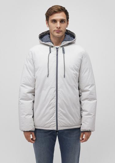  Mavi Kapüşonlu Açık Gri Şişme Mont 0110352-70080