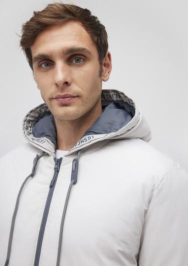  Mavi Kapüşonlu Açık Gri Şişme Mont 0110352-70080