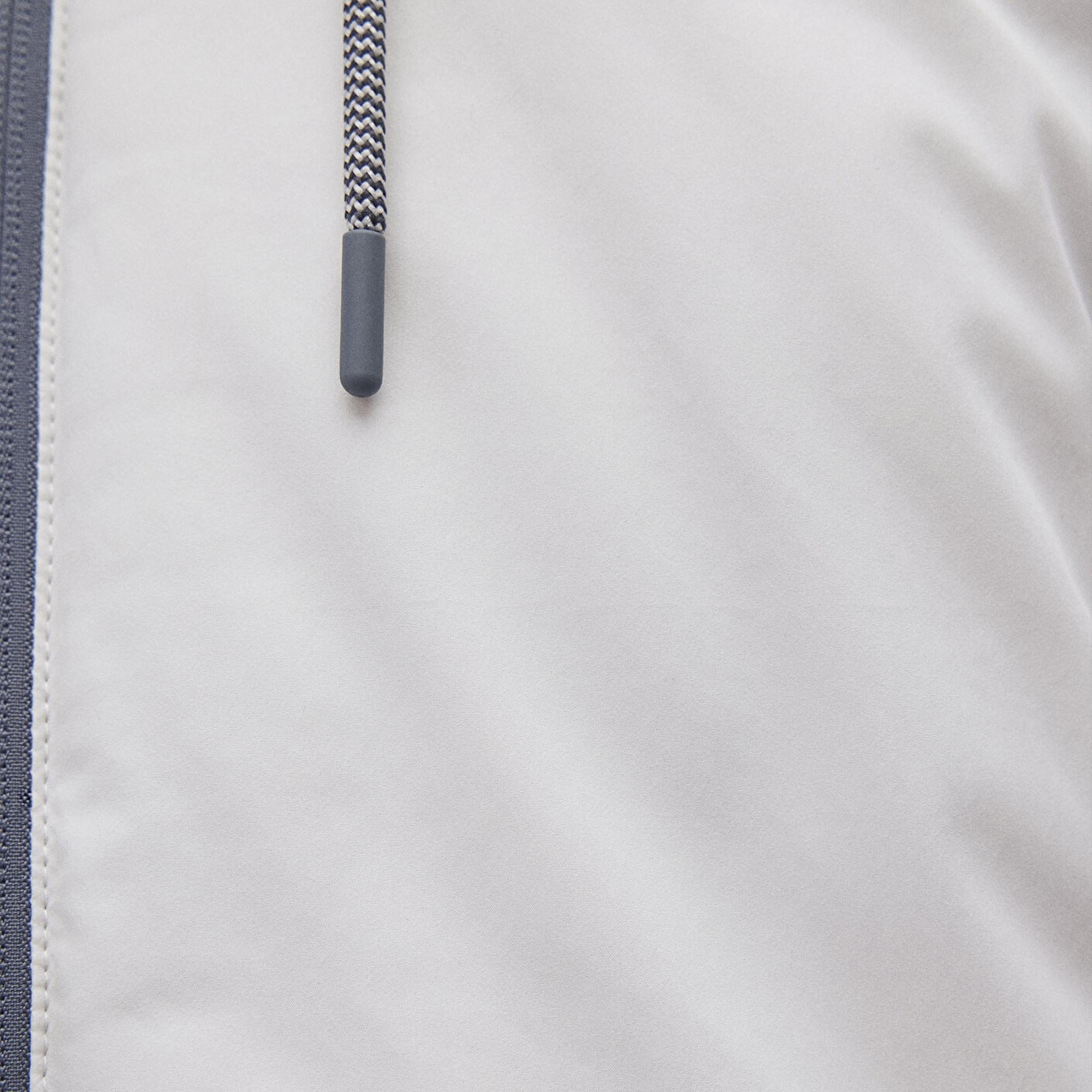 Mavi Kapüşonlu Açık Gri Şişme Mont 0110352-70080