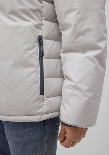  Mavi Kapüşonlu Açık Gri Şişme Mont 0110352-70080